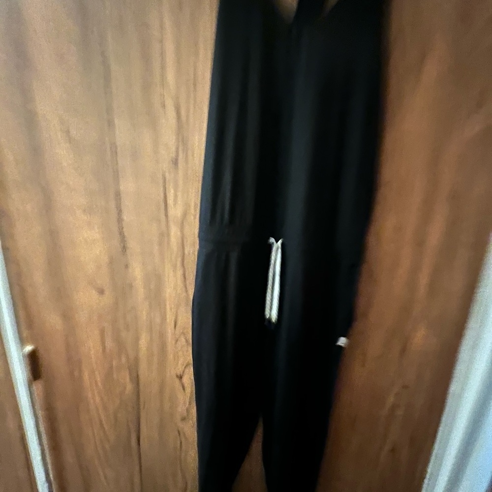 Vuori Black Jumpsuit with White Drawstring